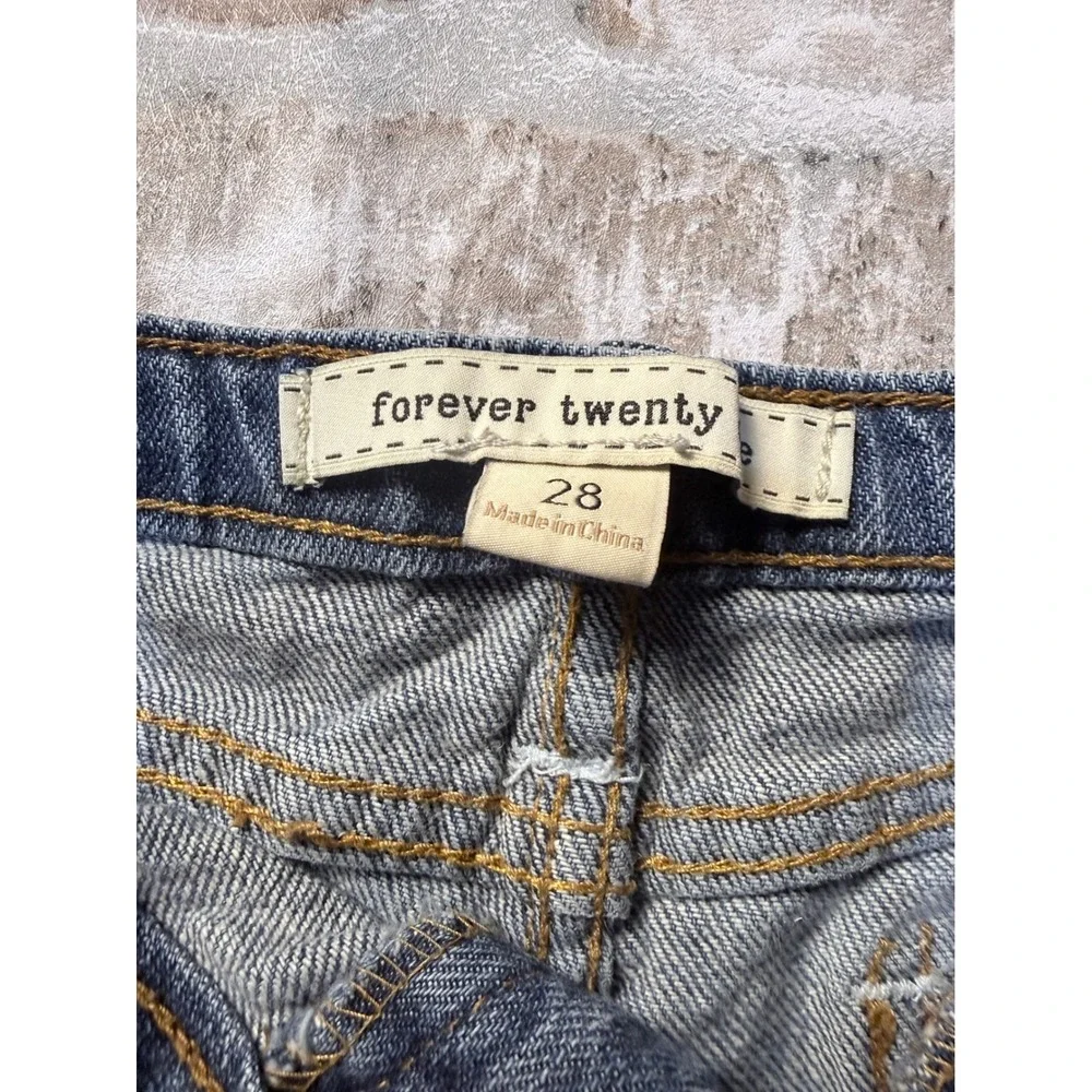 Forever Twenty Womens Denim Shorts Medium Wash Cuffed Size 28 Blue Jean‎ Shorts